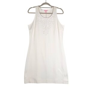 Lilly Pulitzer Foster French Terry True Size Large Shift Dress White Embroidery